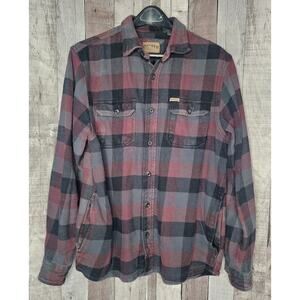 ORVIS Shacket Shirt Jacket Burgundy Gray Flannel Hunt Plaid Men's Medium